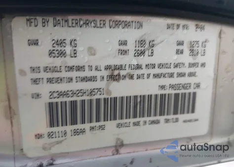 2005 Chrysler 300C z USA, uszkodzony, nr VIN 2C3AA63H25H105751